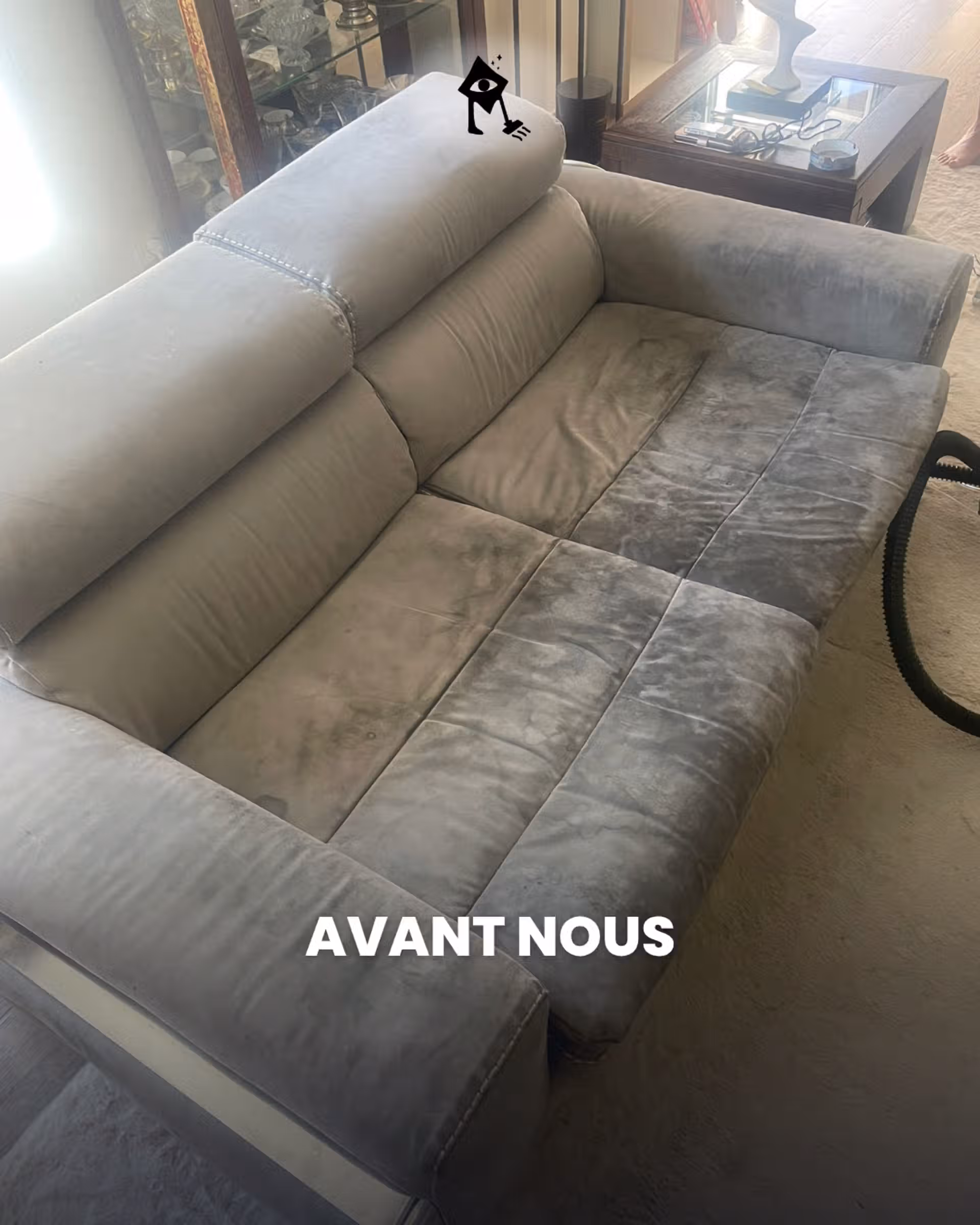 Auréole transpiration canapé Paris Île-de-France - nettoyage professionnel avant après
